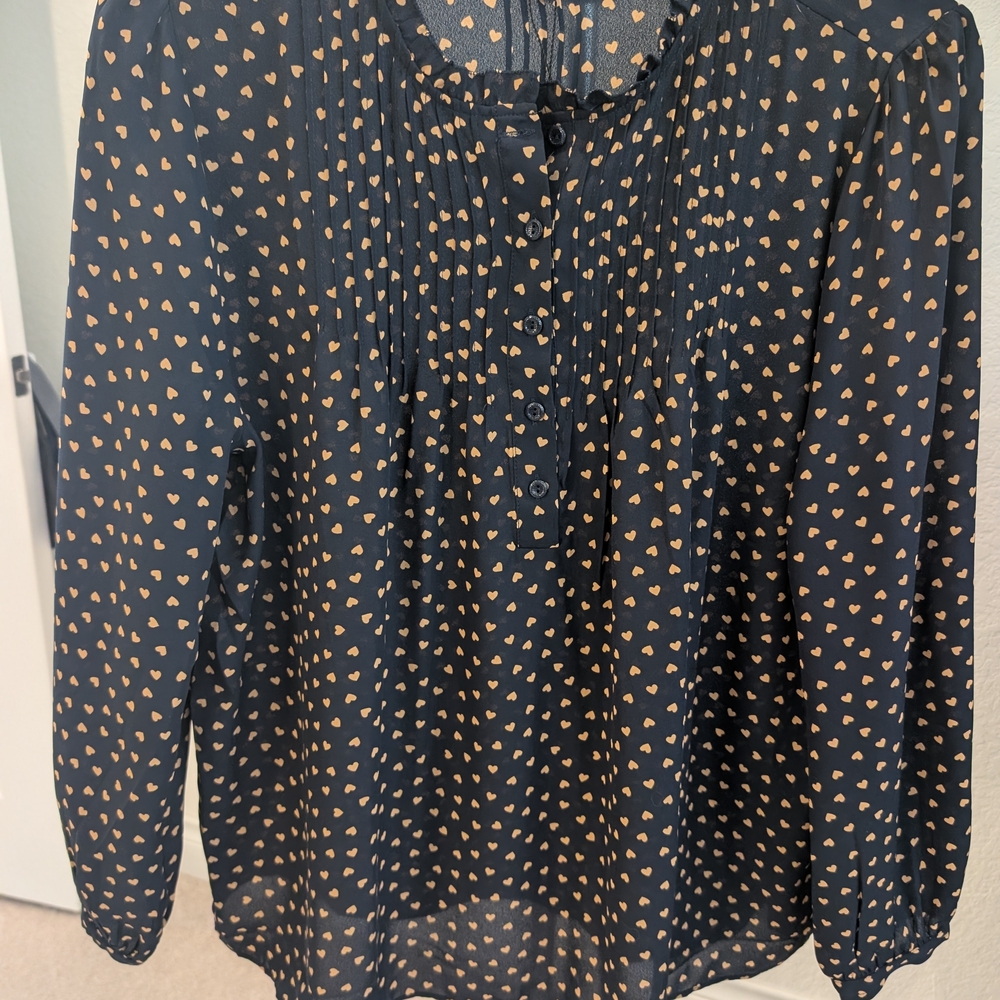 Black and Gold Heart Print Women's Top